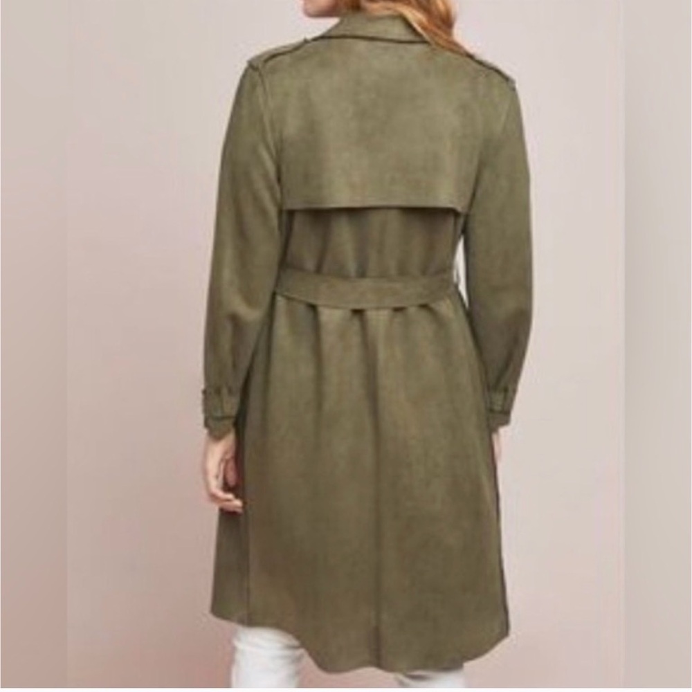 Anthropologie Green Suede Trench coat. BNNU. - Picture 2 of 5